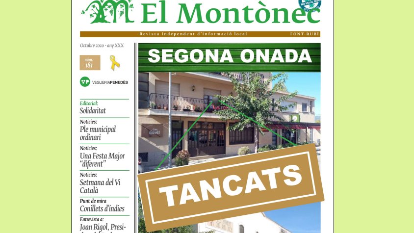 Portada de la revista Montònec 181 Octubre 2020