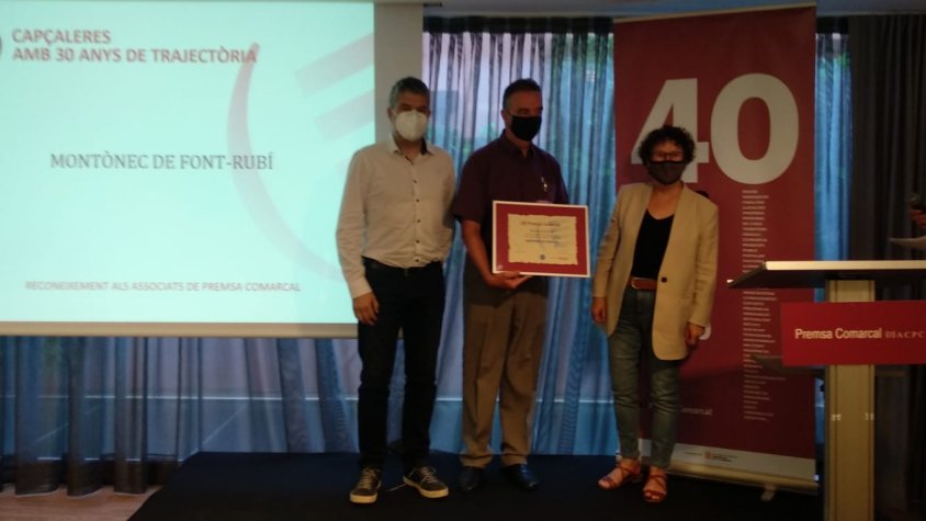 Reconeixement de l'Associació Catalana de la Premsa Comarcal pels 30 anys de trajectòria.