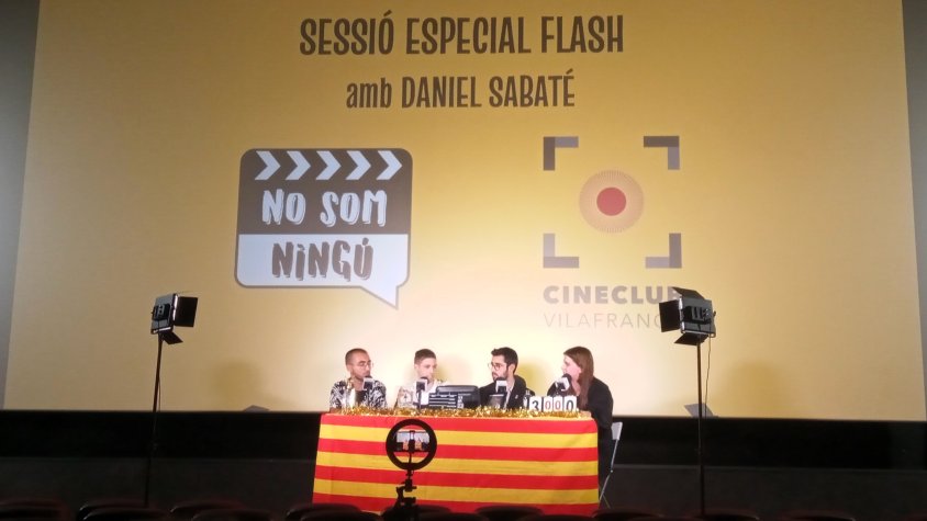 Daniel  Sabaté durant la presentació de la pel·lícula 'Flash' al Cinema Kubrick